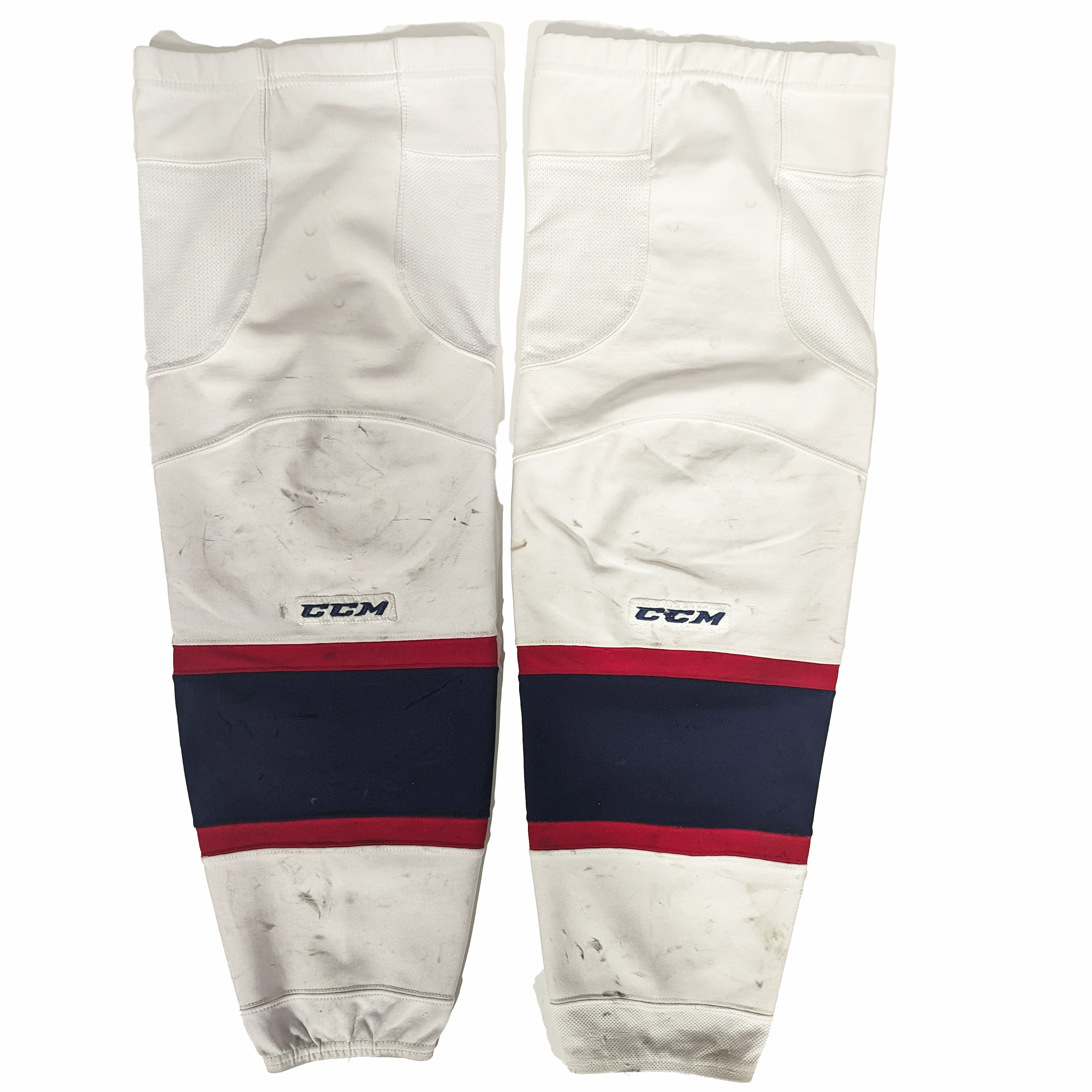 OHL - Chaussette de hockey CCM d'occasion (blanc/bleu marine/rouge)